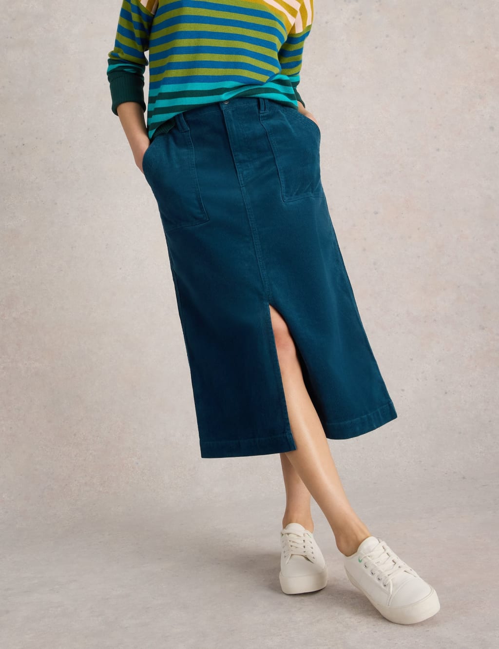 Cotton Rich Cord Midi A-Line Skirt 5 of 6