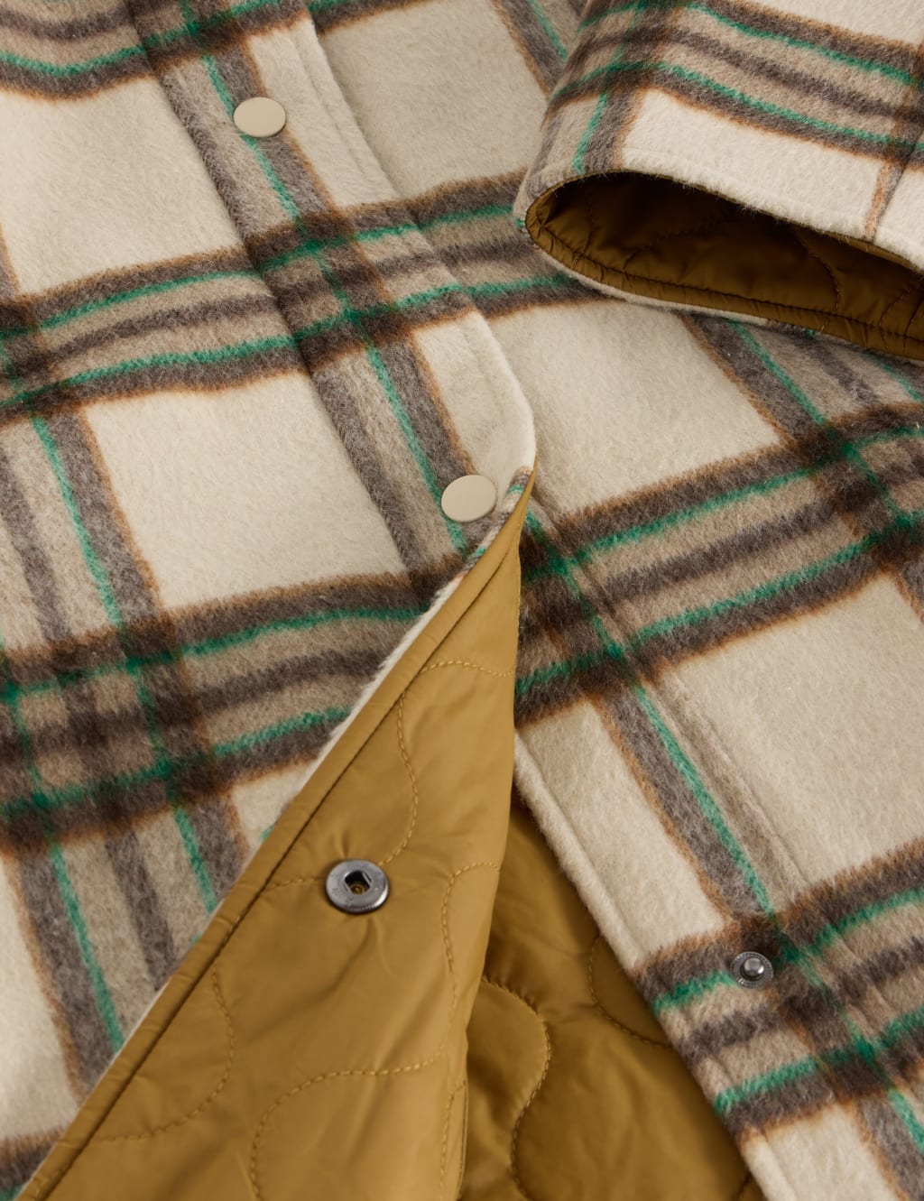 Checked Reversible Coat with Wool White Stuff M S