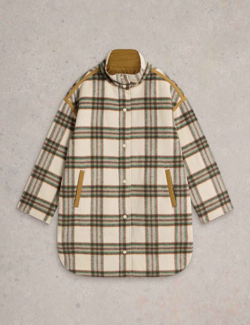 Checked Reversible Coat with Wool White Stuff M S