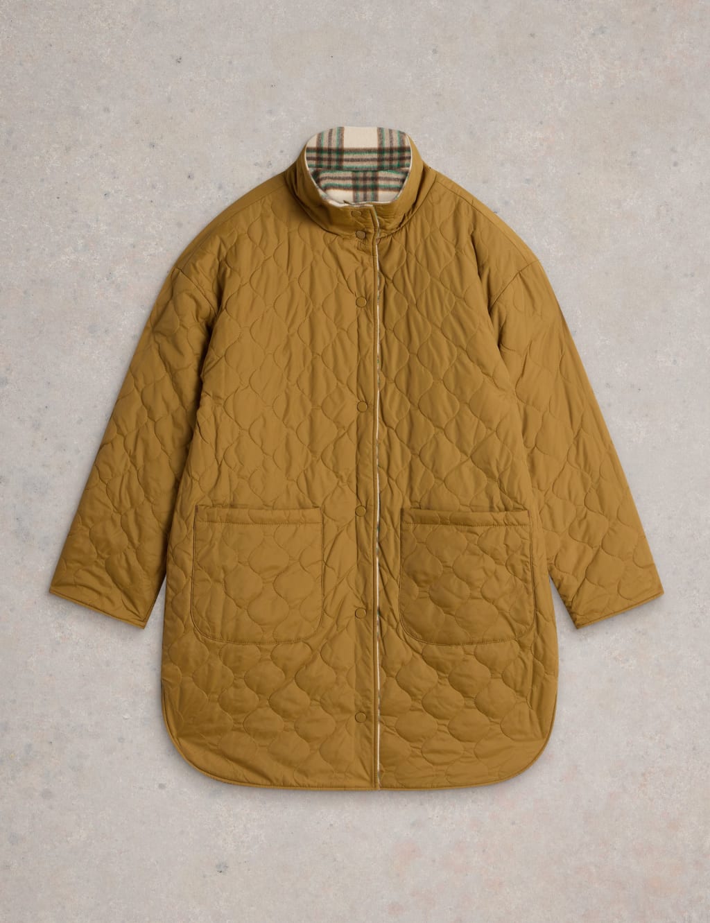 Checked Reversible Coat with Wool