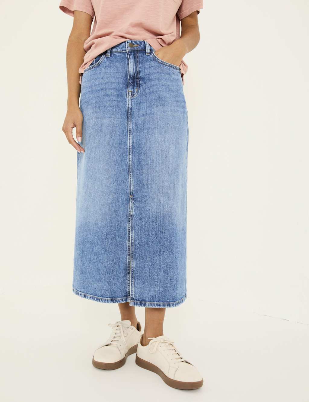 Denim Midi A-Line Skirt 3 of 5
