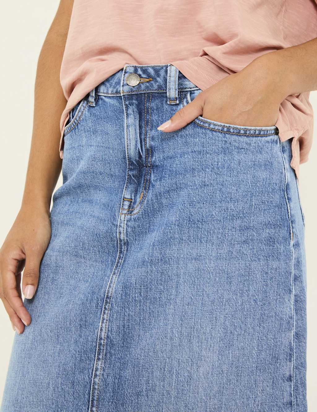 Denim Midi A-Line Skirt 5 of 5