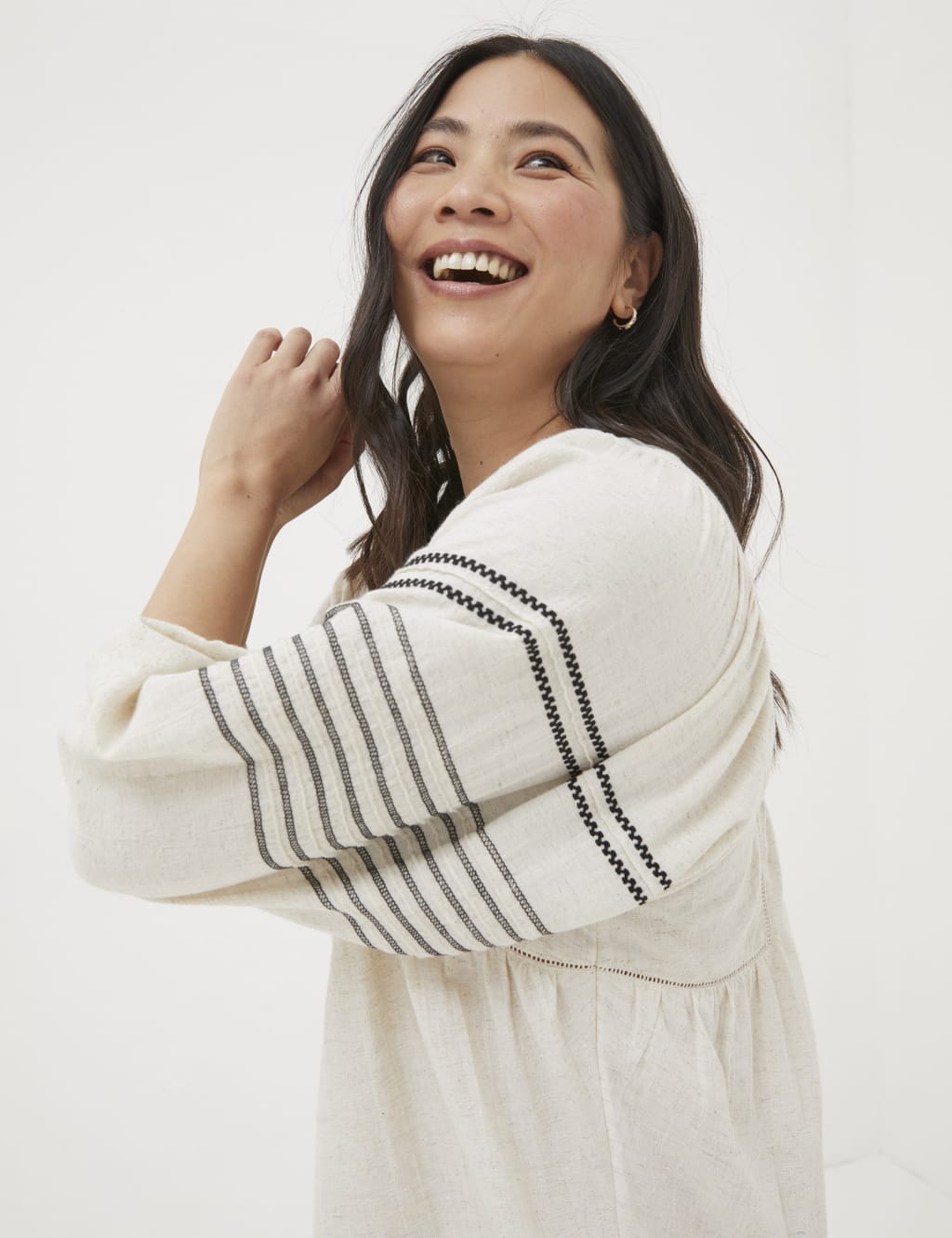 Cotton Blend Embroidered Tunic with Linen 4 of 4