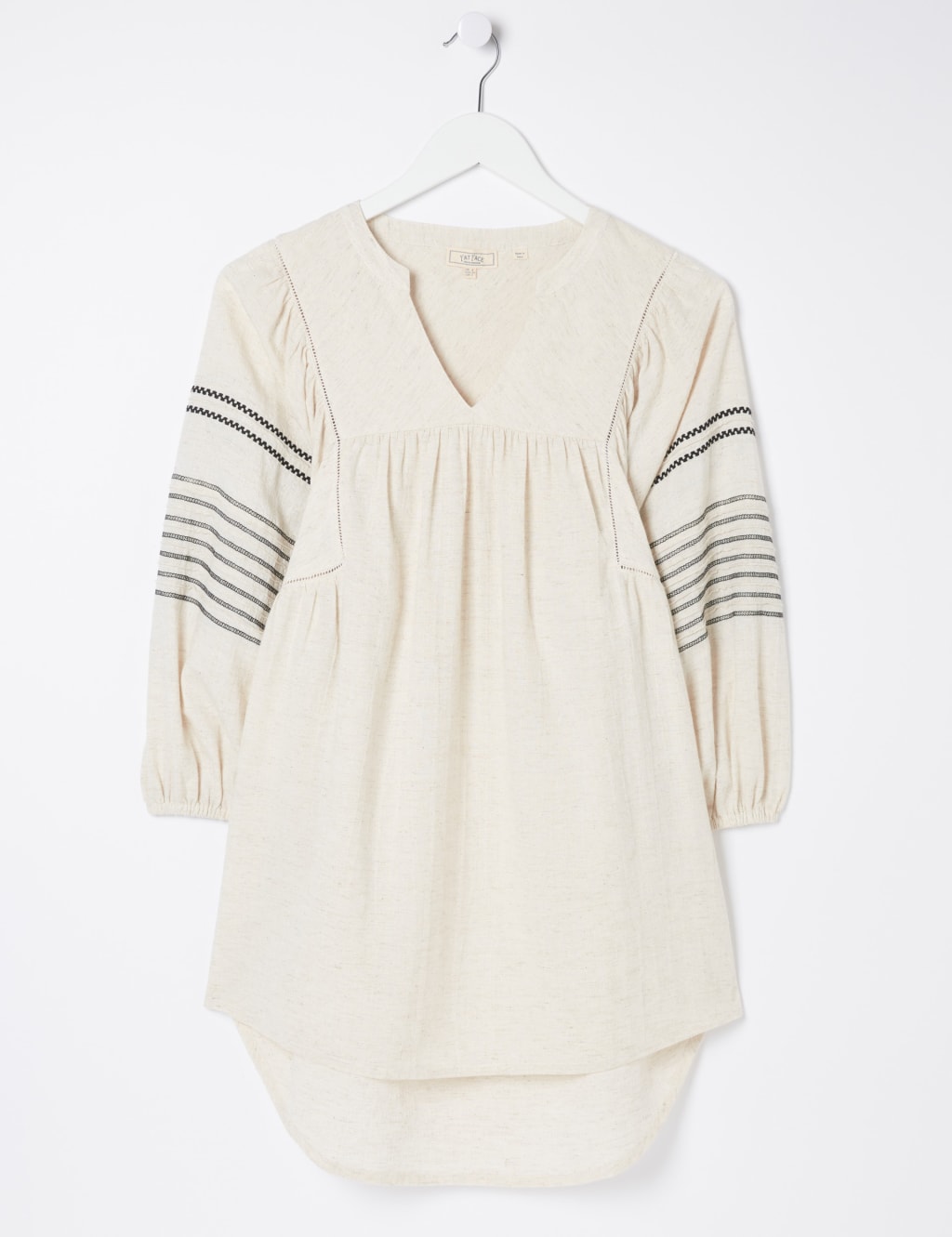 Cotton Blend Embroidered Tunic with Linen 2 of 4