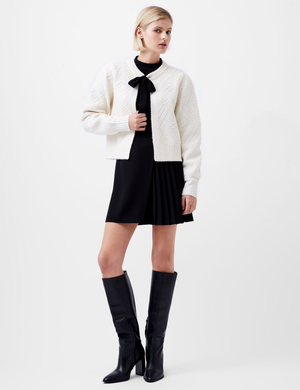 Textured Tie Neck Cardigan 3 of 6