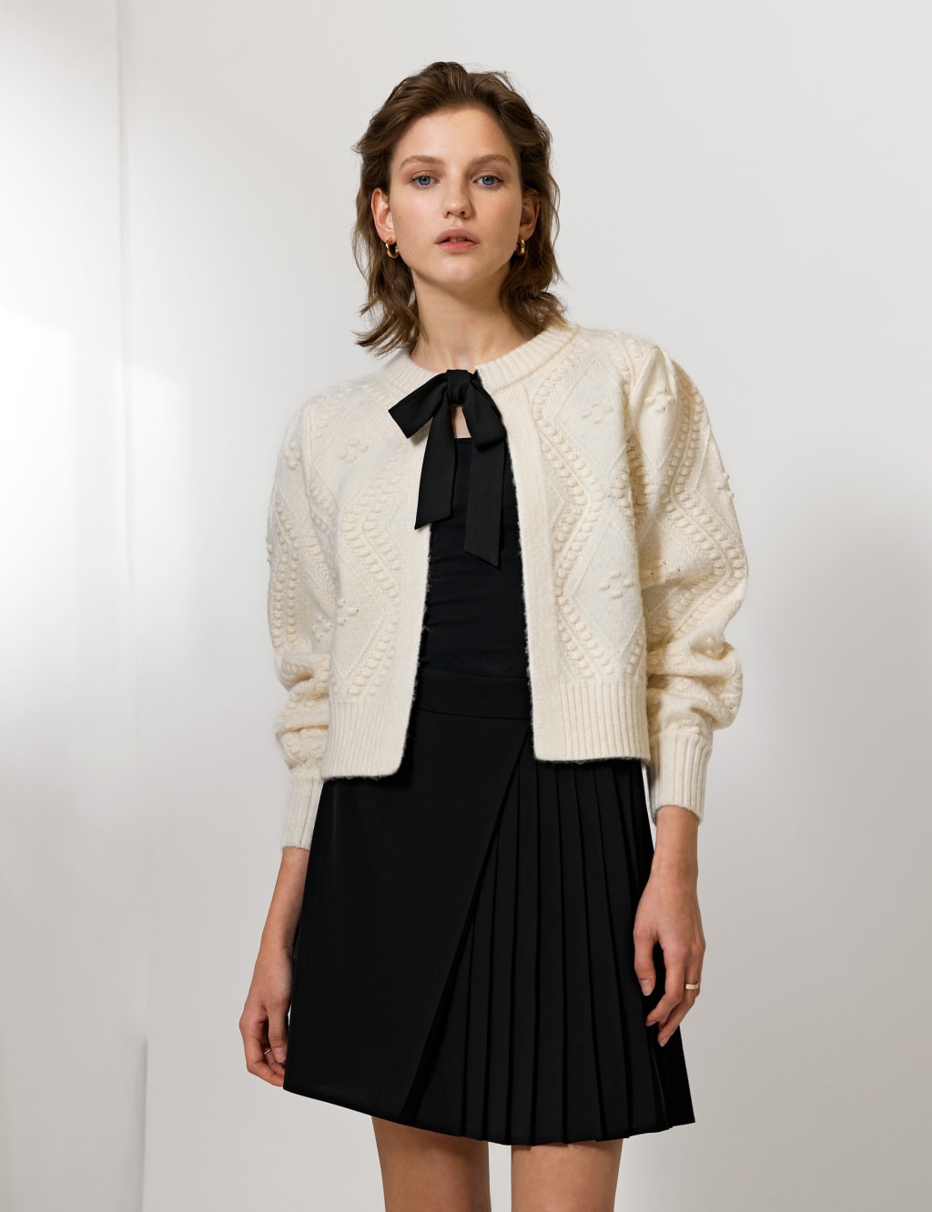 Textured Tie Neck Cardigan 6 of 6
