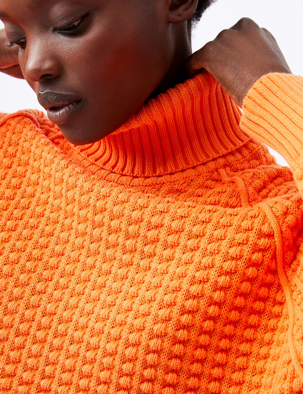 Pure Cotton Textured Roll Neck Jumper 4 of 4