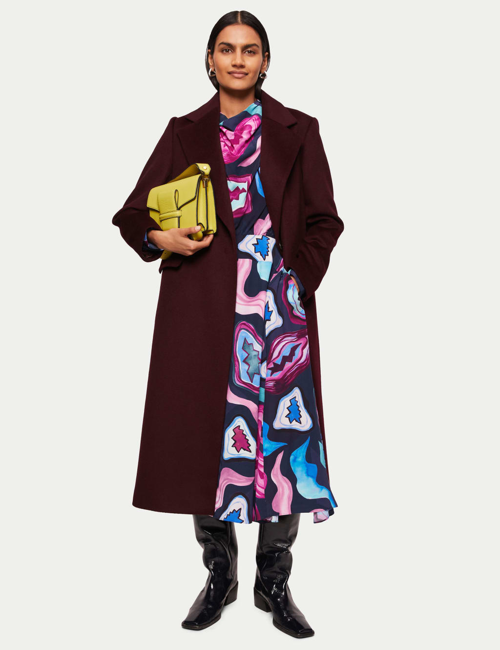 Geometric Cowl Neck Midi Swing Dress 3 of 6