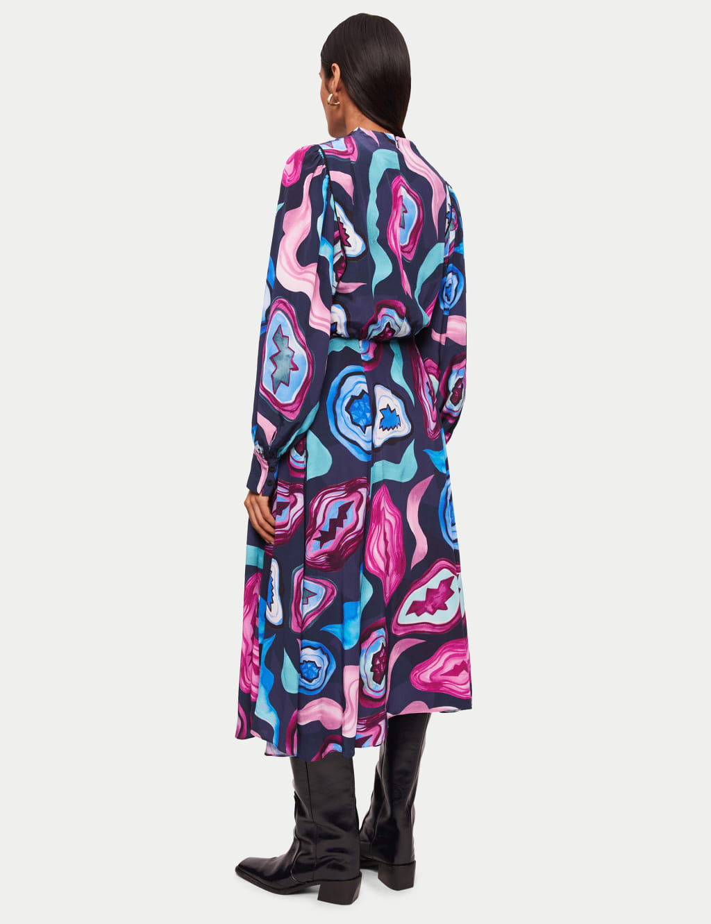 Geometric Cowl Neck Midi Swing Dress 6 of 6