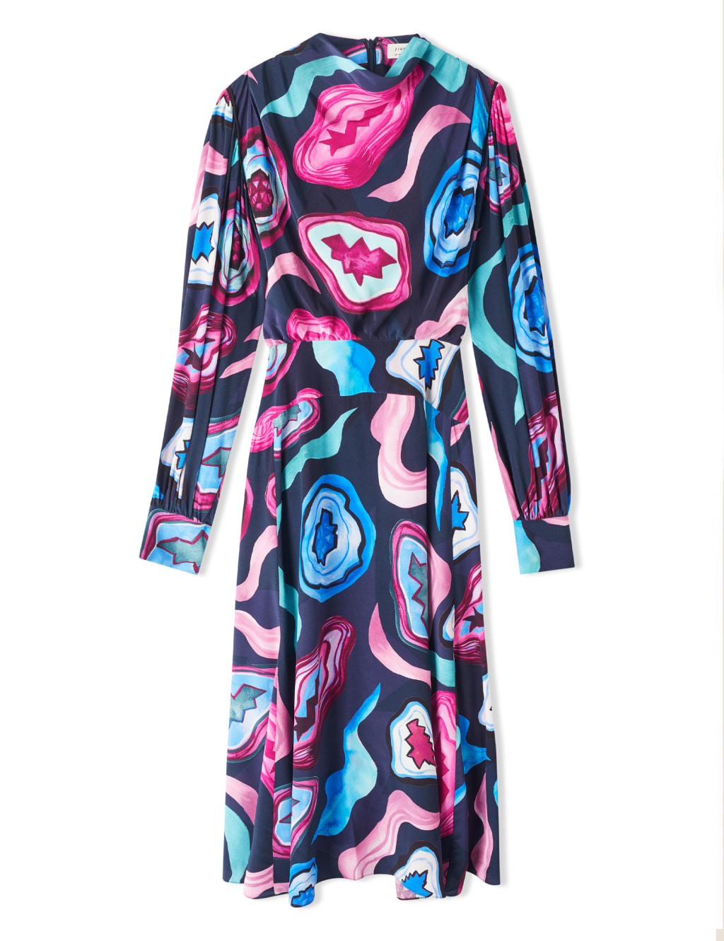 Geometric Cowl Neck Midi Swing Dress 2 of 6