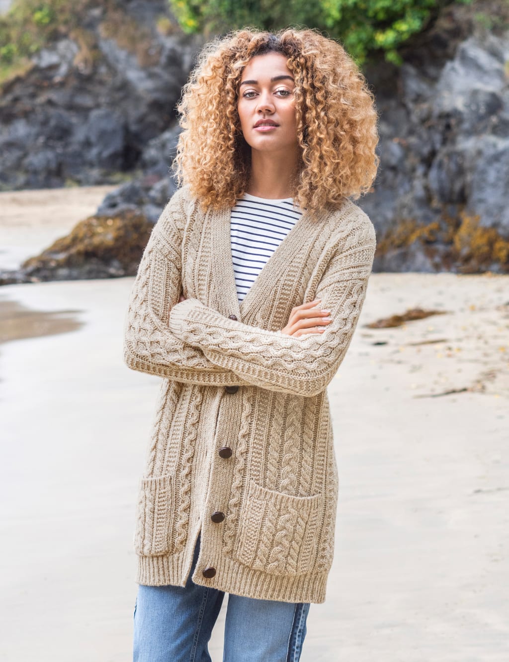 Pure Wool Cable Knit Relaxed Cardigan 3 of 5
