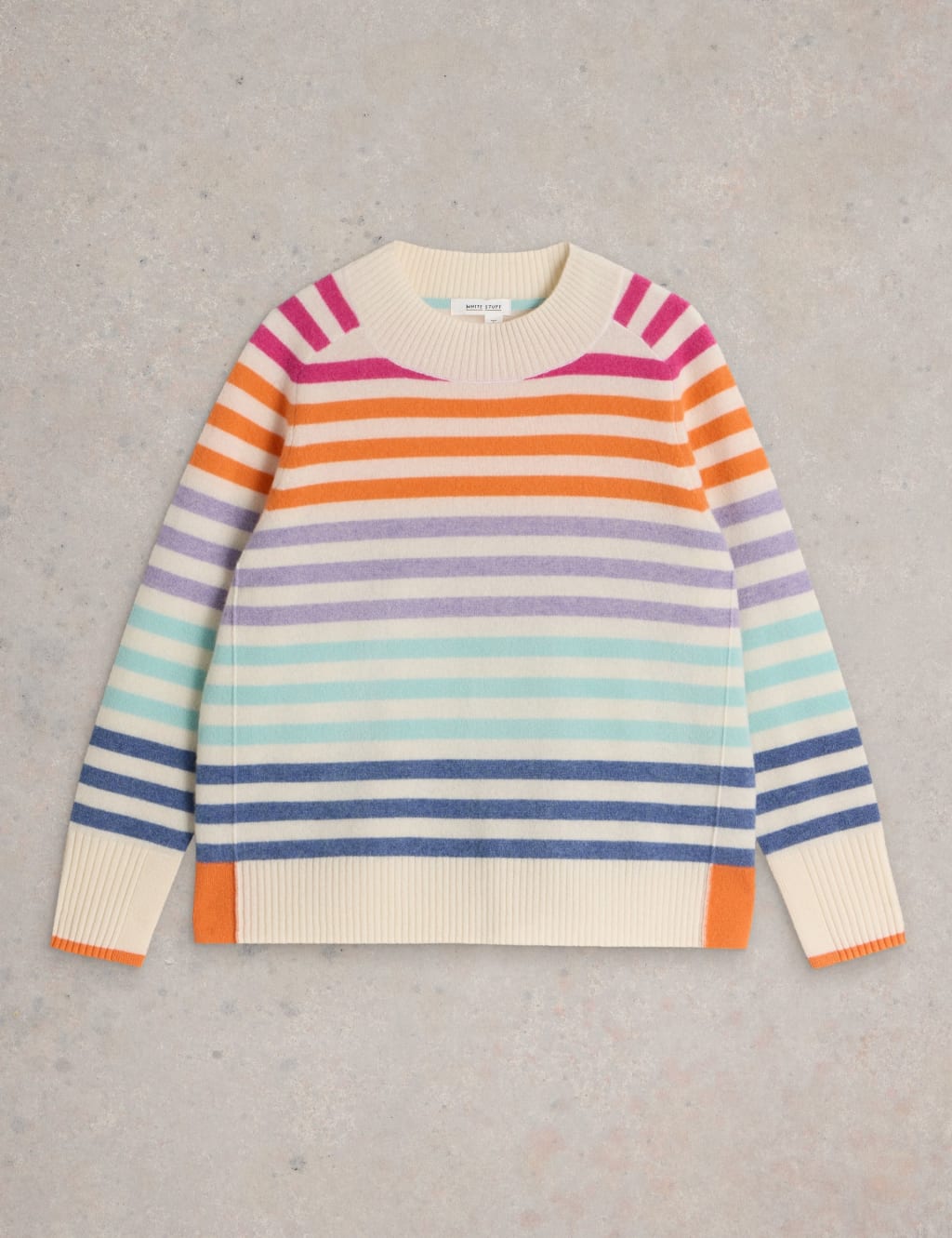 Pure Cashmere Striped Crew Neck Jumper White Stuff M S
