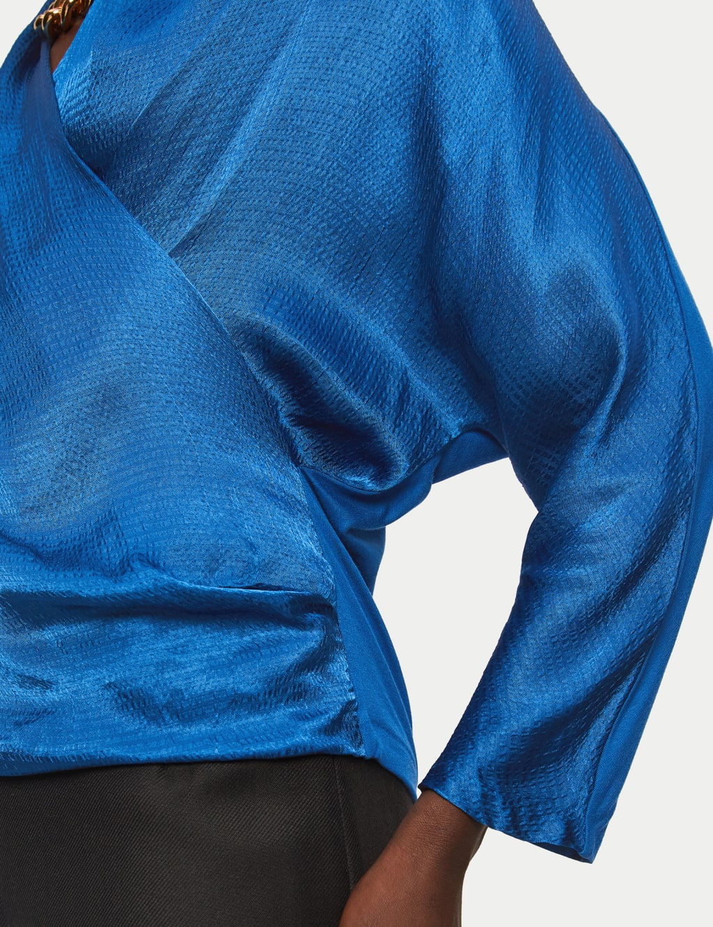Satin Textured Draped Wrap Top 3 of 5