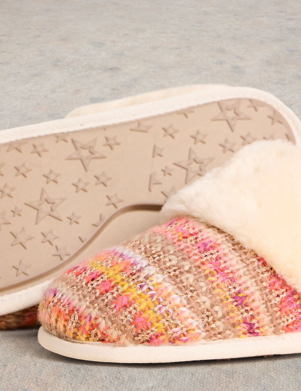 Knitted Faux Fur Mule Slippers 4 of 4
