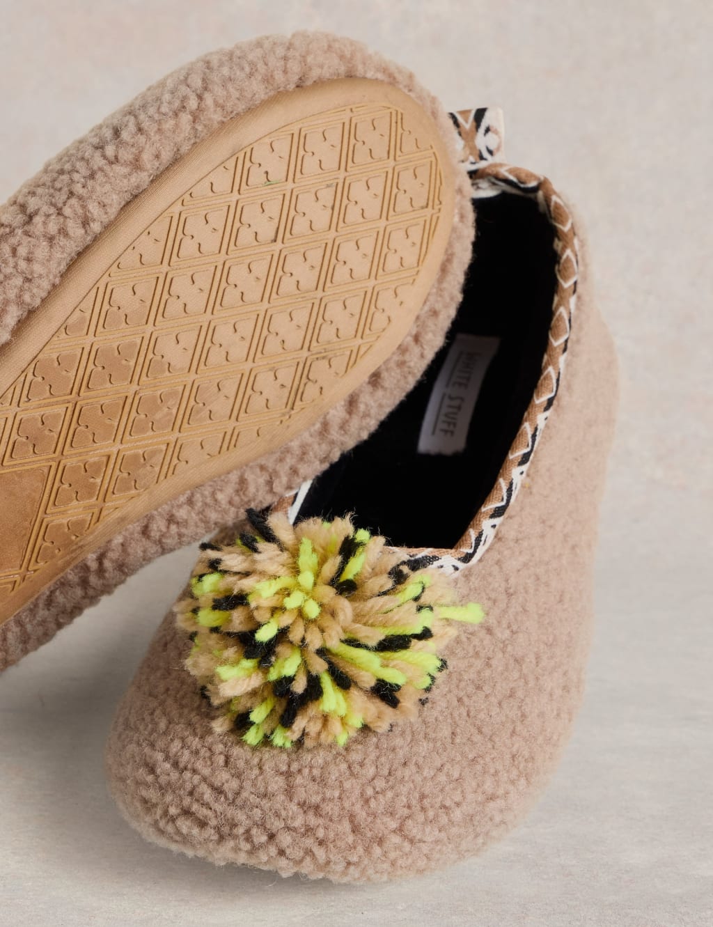 Borg Pom Pom Ballerina Slipers 4 of 4
