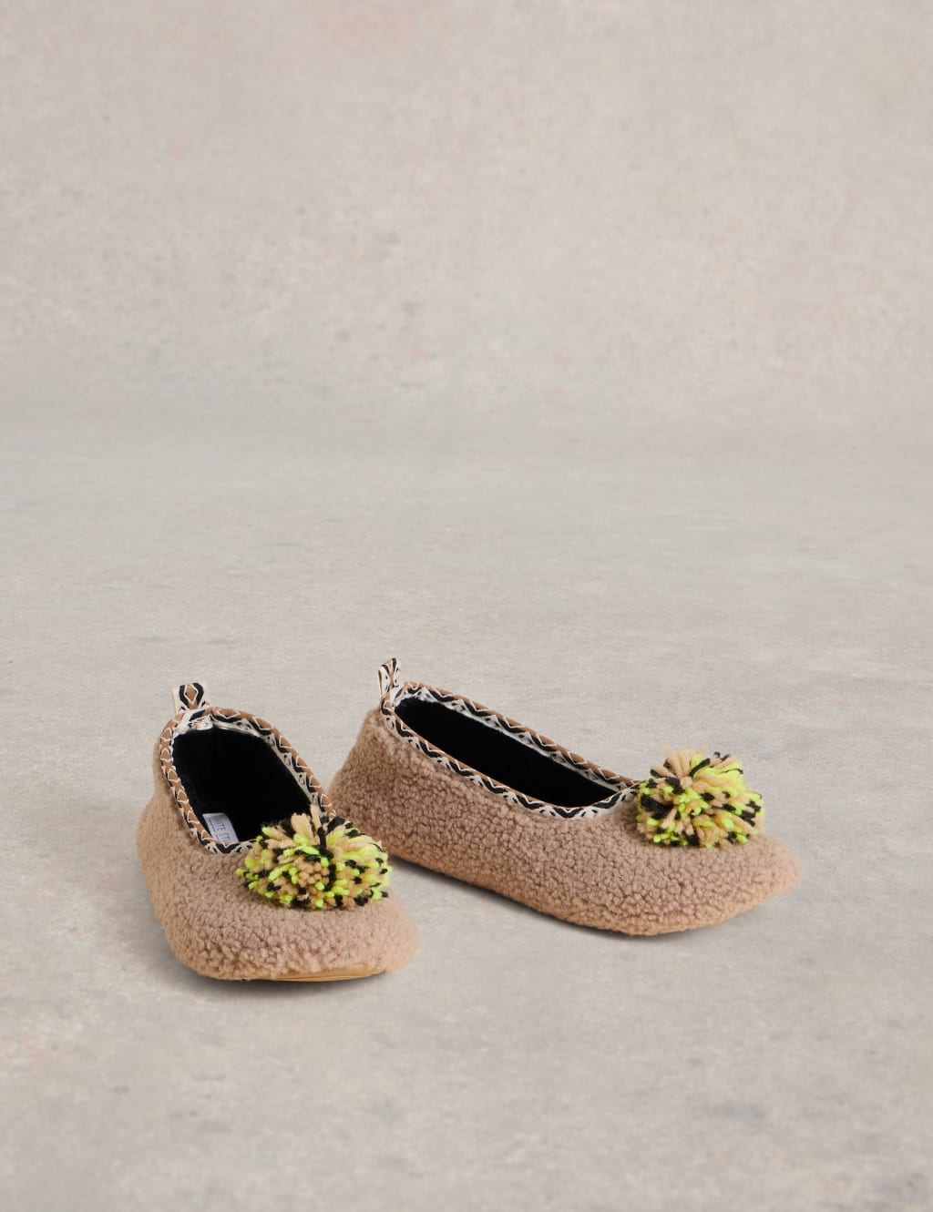 Borg Pom Pom Ballerina Slipers 2 of 4