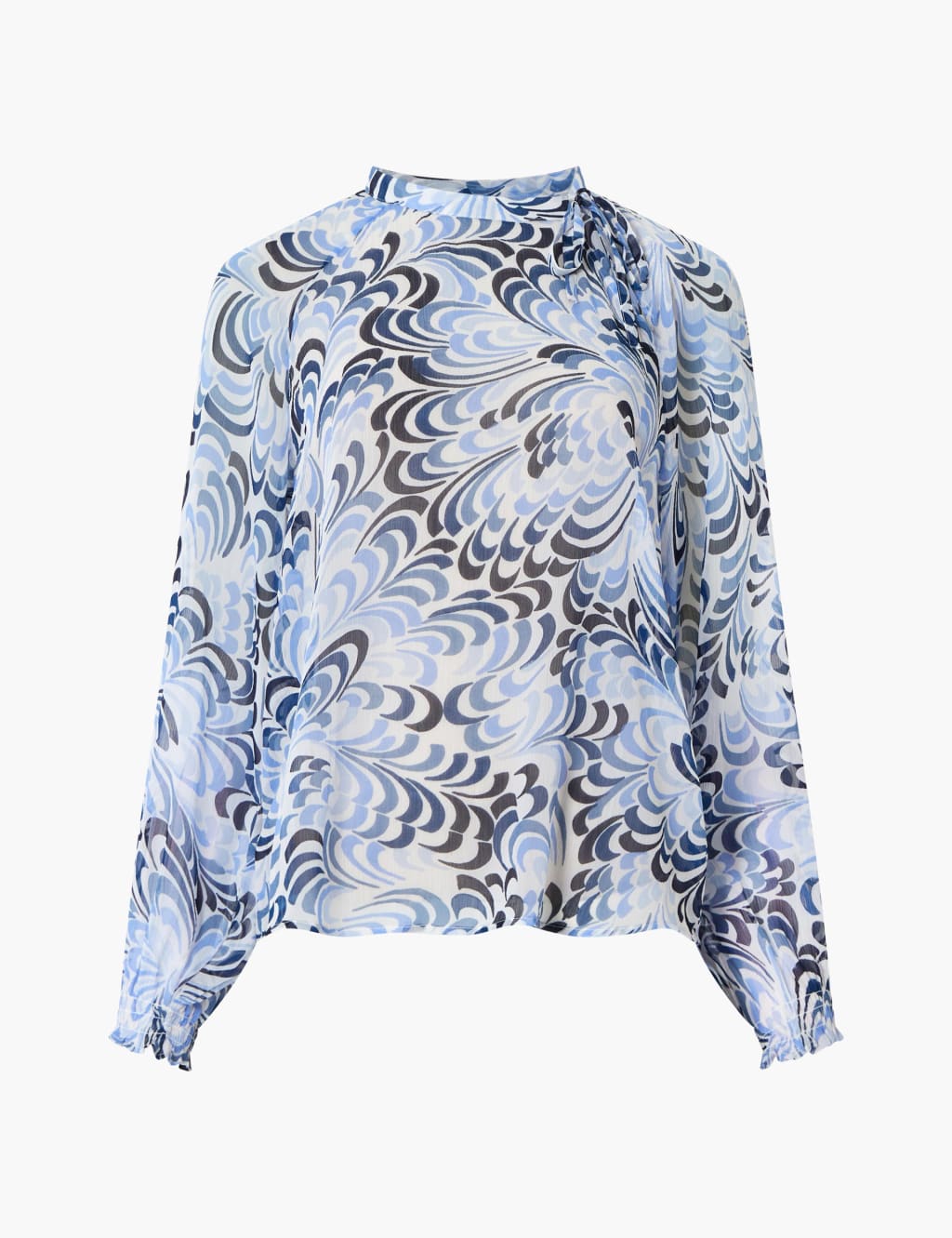 Crinkle Geometric Tie Neck Blouse 2 of 4