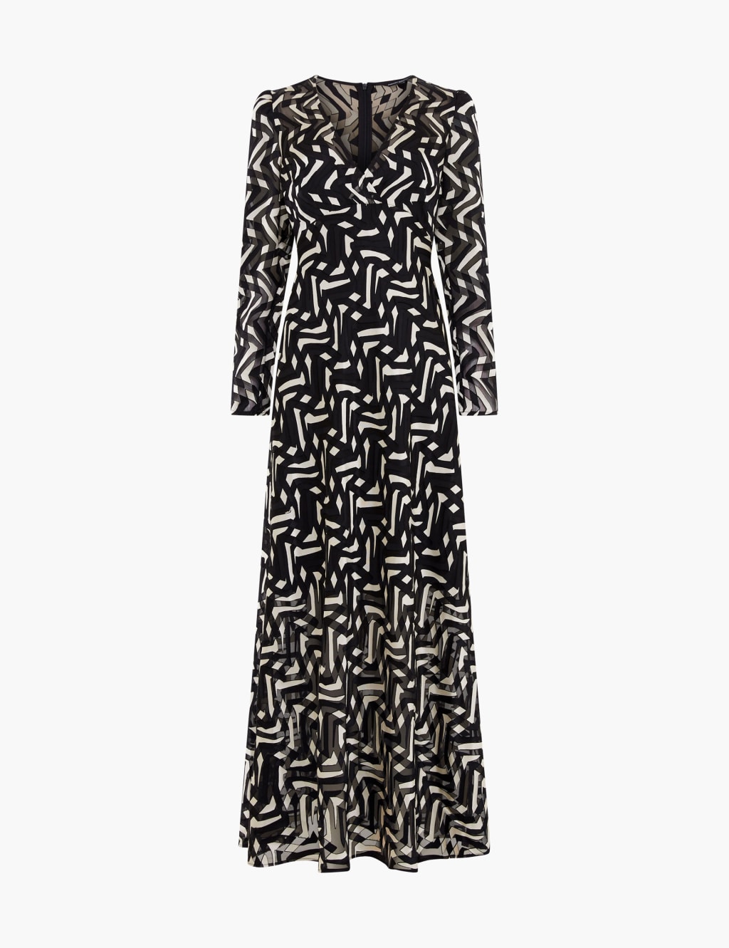 Satin Geometric V-Neck Maxi Skater Dress 2 of 4