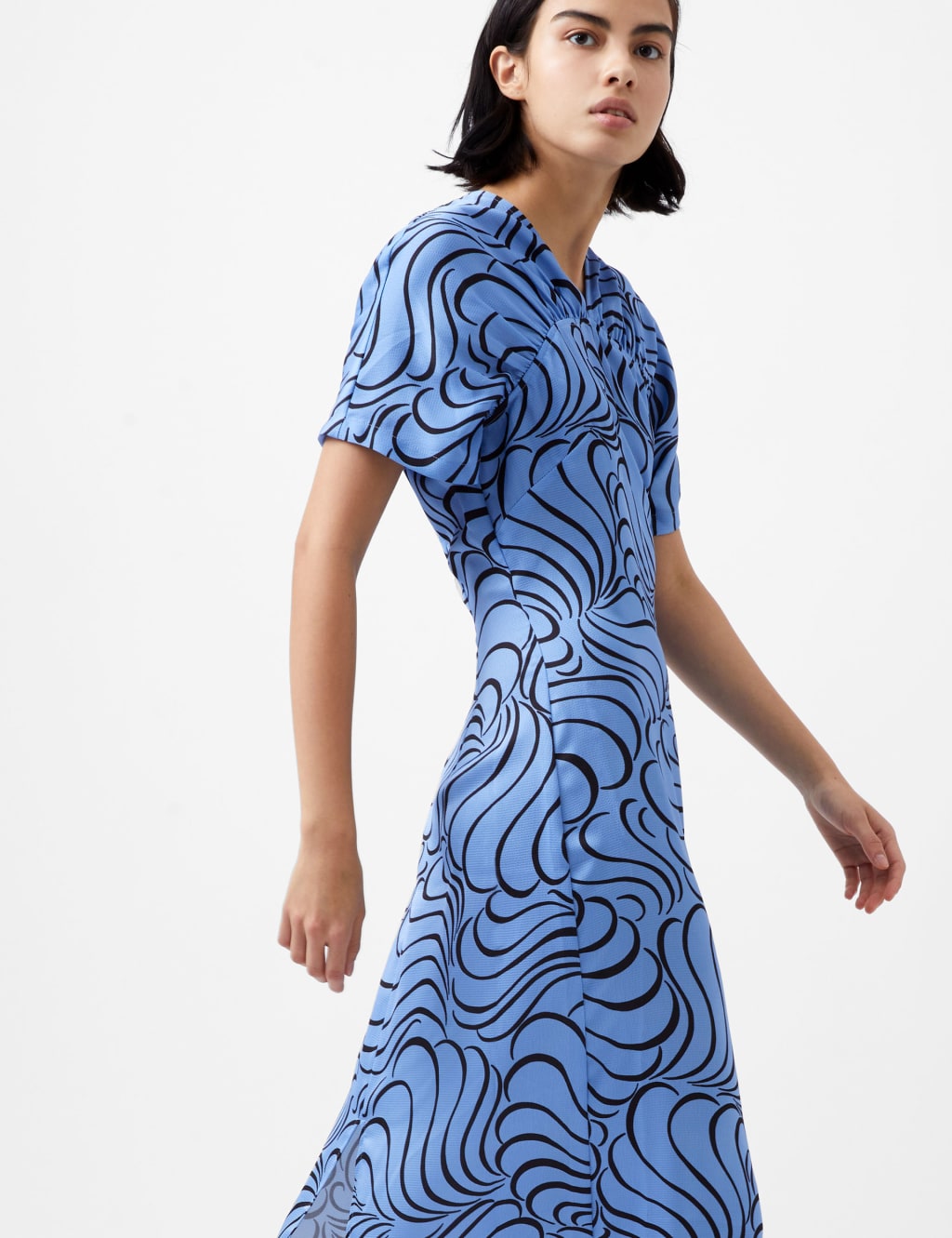 Geometric V-Neck Midi Skater Dress 4 of 4