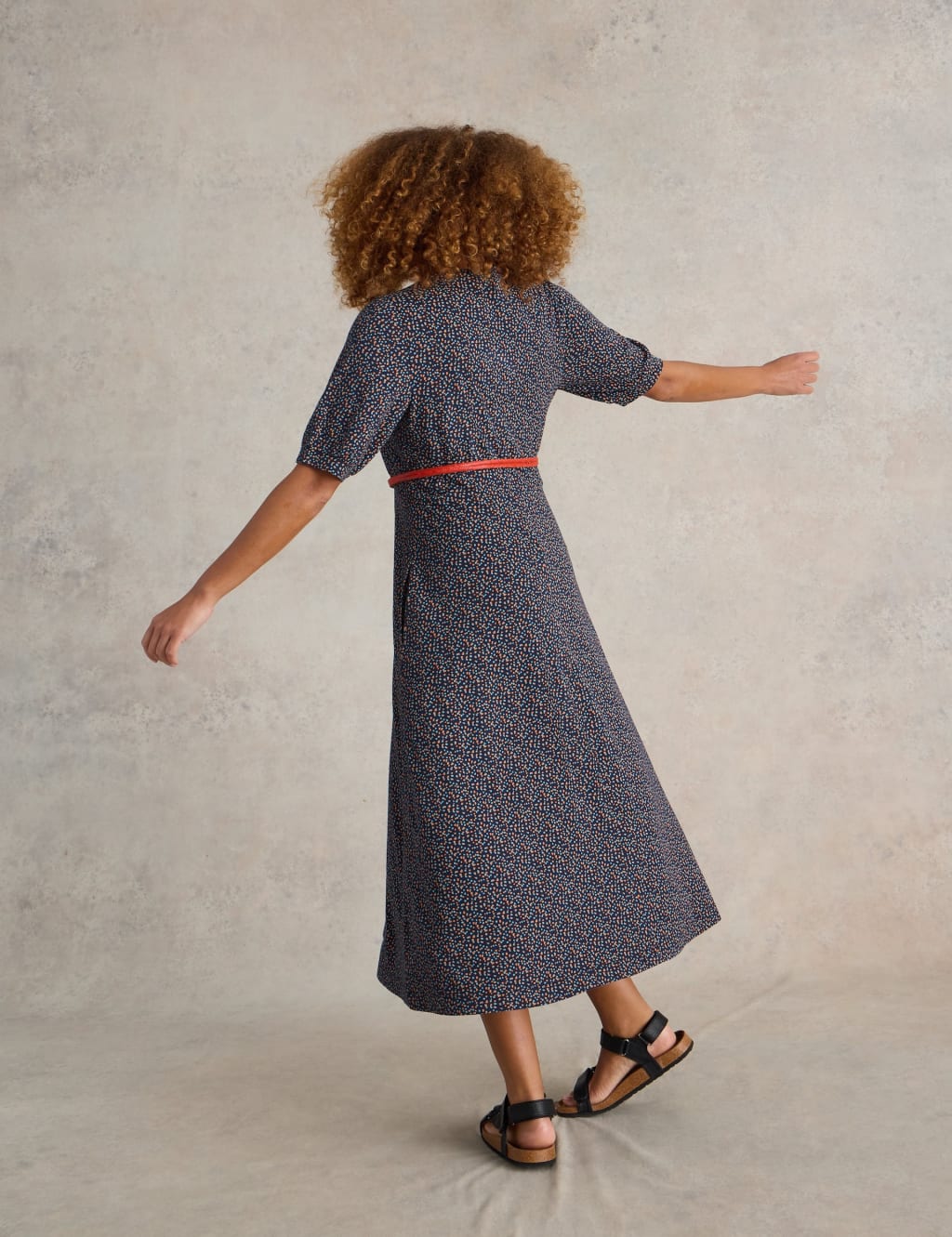 Jersey Printed V-Neck Midi Tea Dress 3 of 6