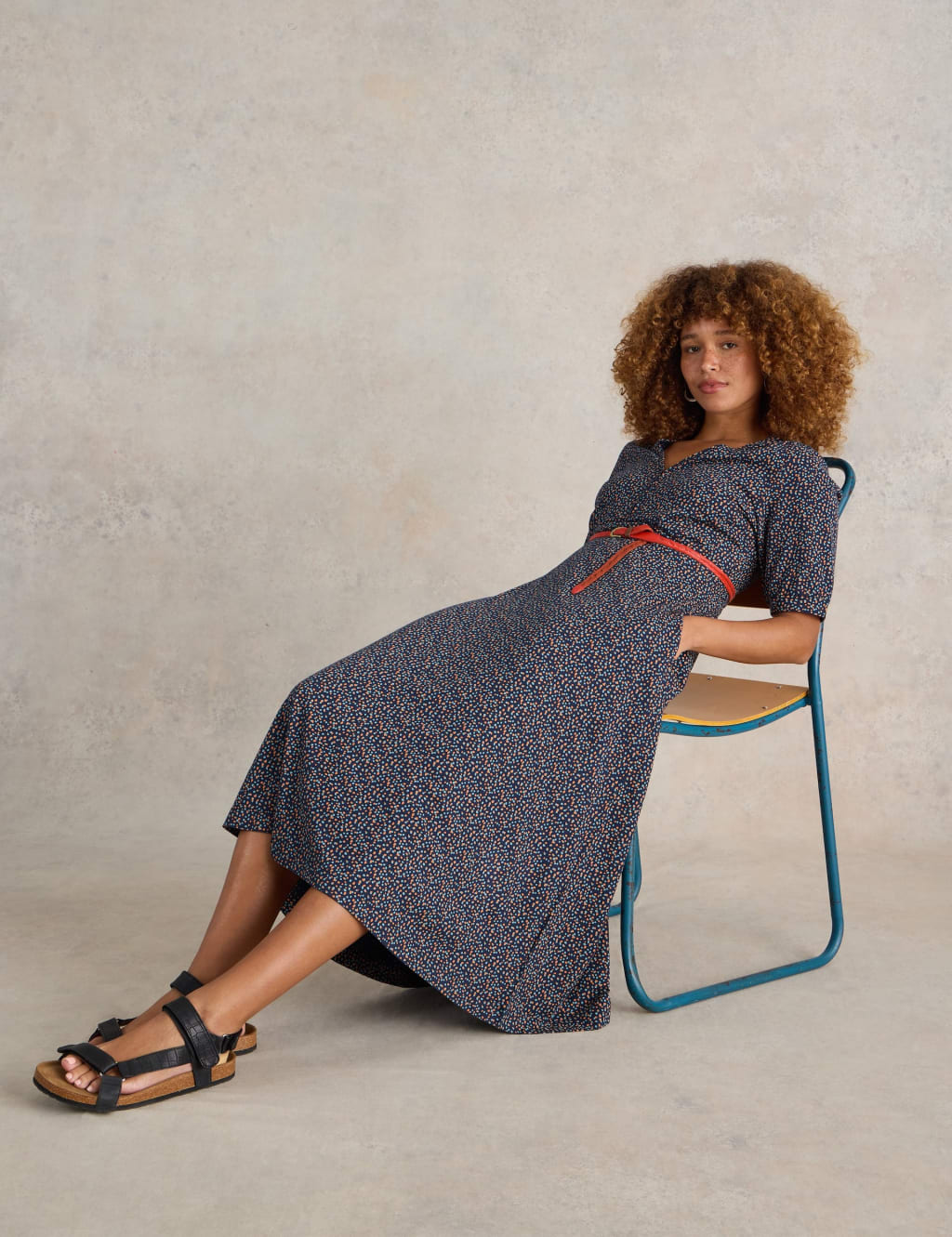 Jersey Printed V-Neck Midi Tea Dress 4 of 6