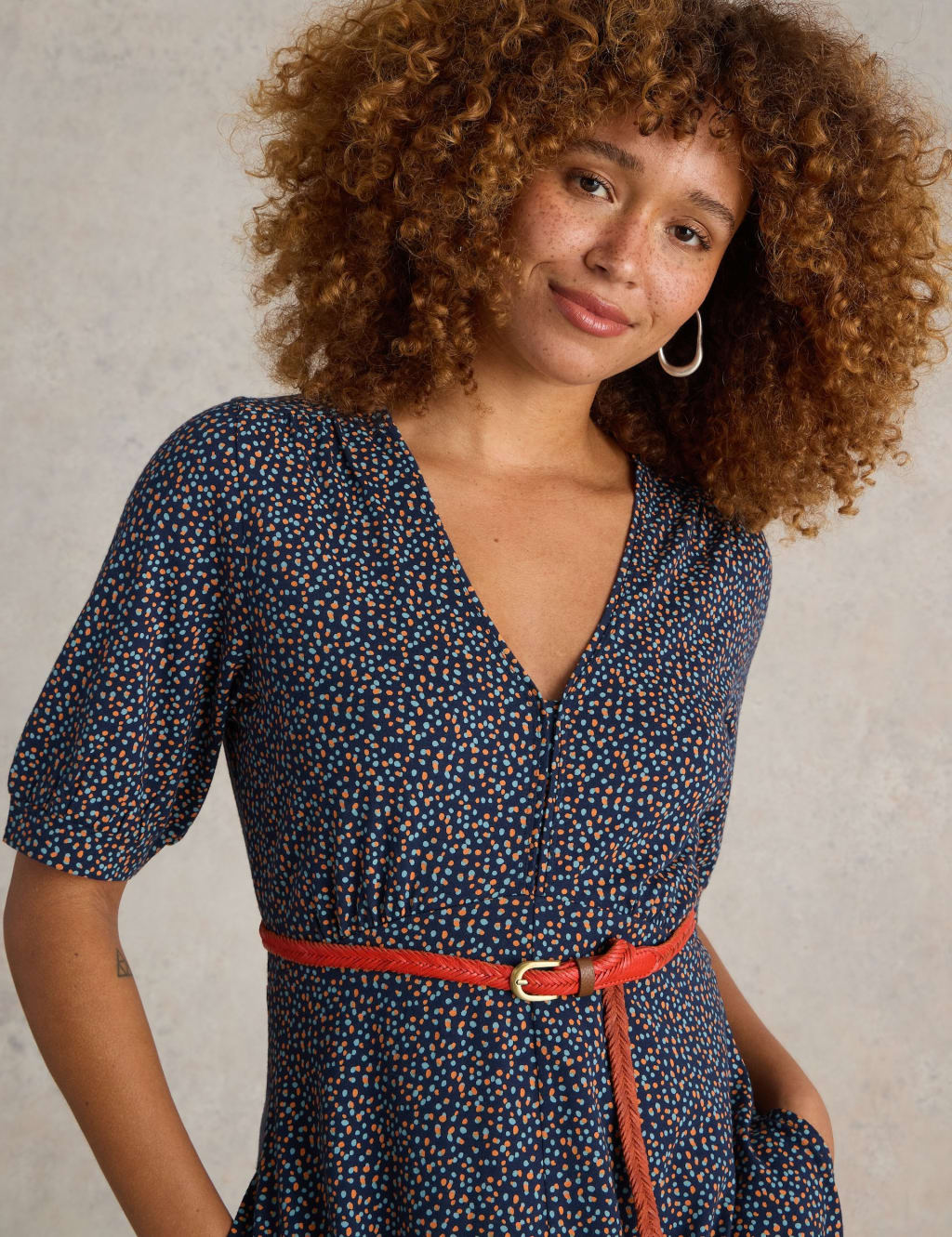 Jersey Printed V-Neck Midi Tea Dress 5 of 6
