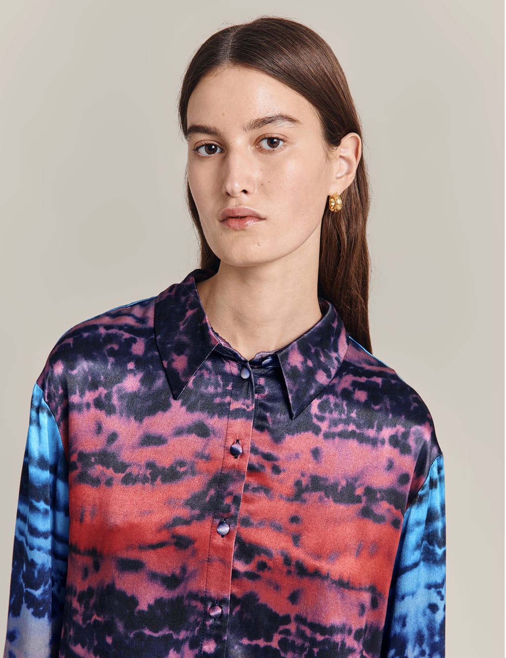 Tie Dye Collared Button Through Shirt Ghost M S