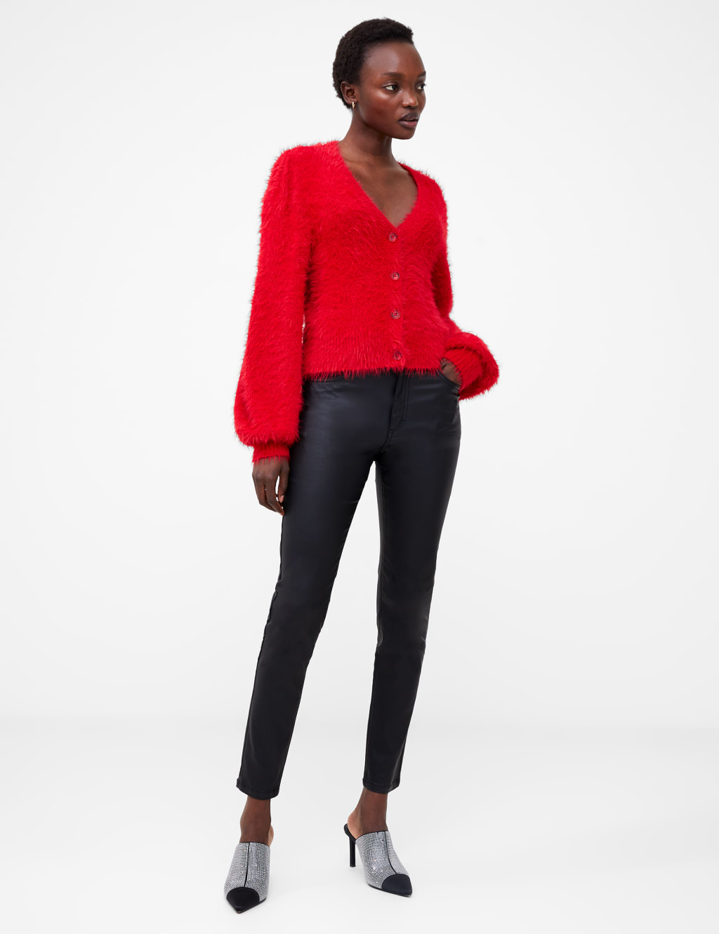 Textured V-Neck Button Front Cardigan 1 of 4