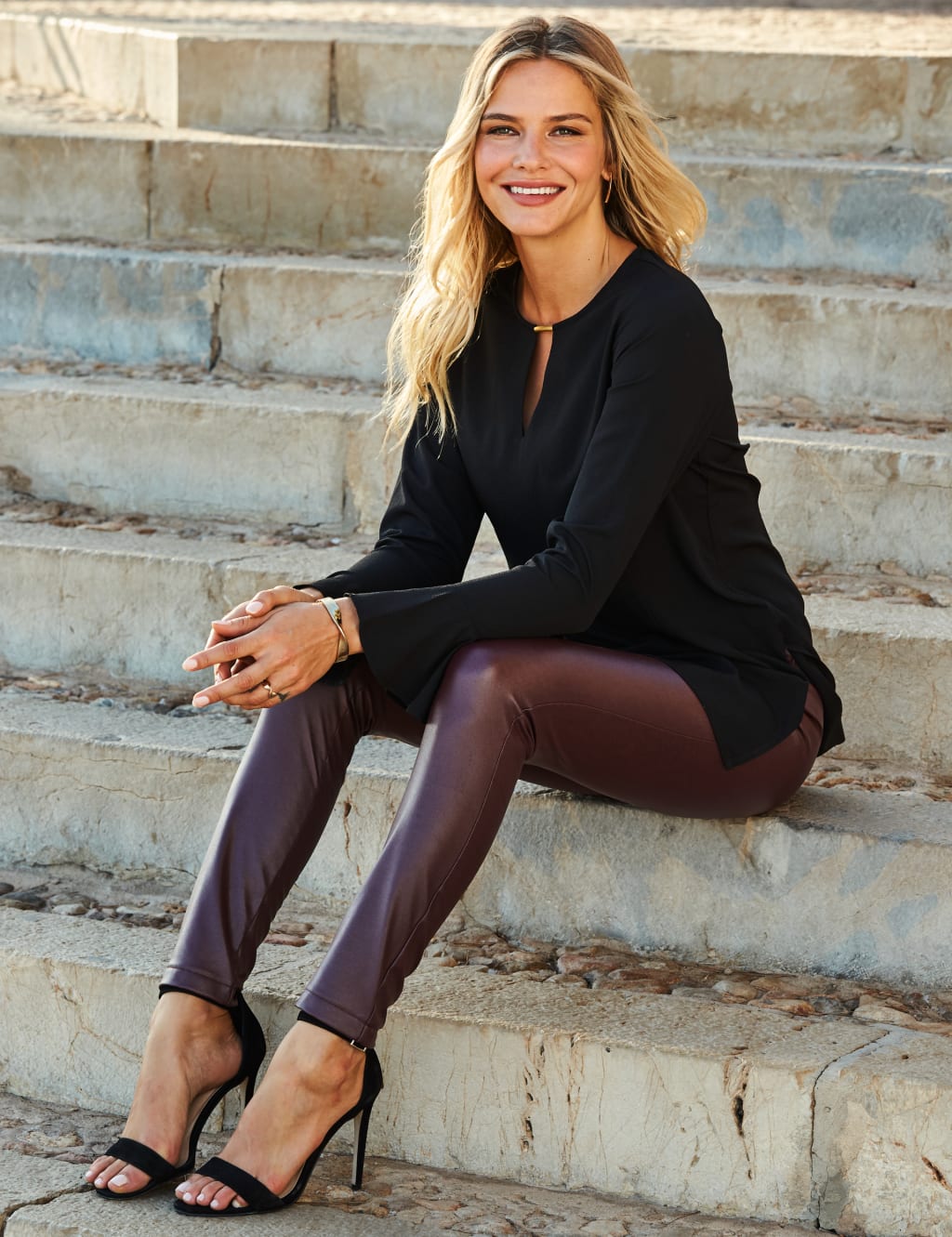 Leather Look High Waisted Leggings SOSANDAR M S