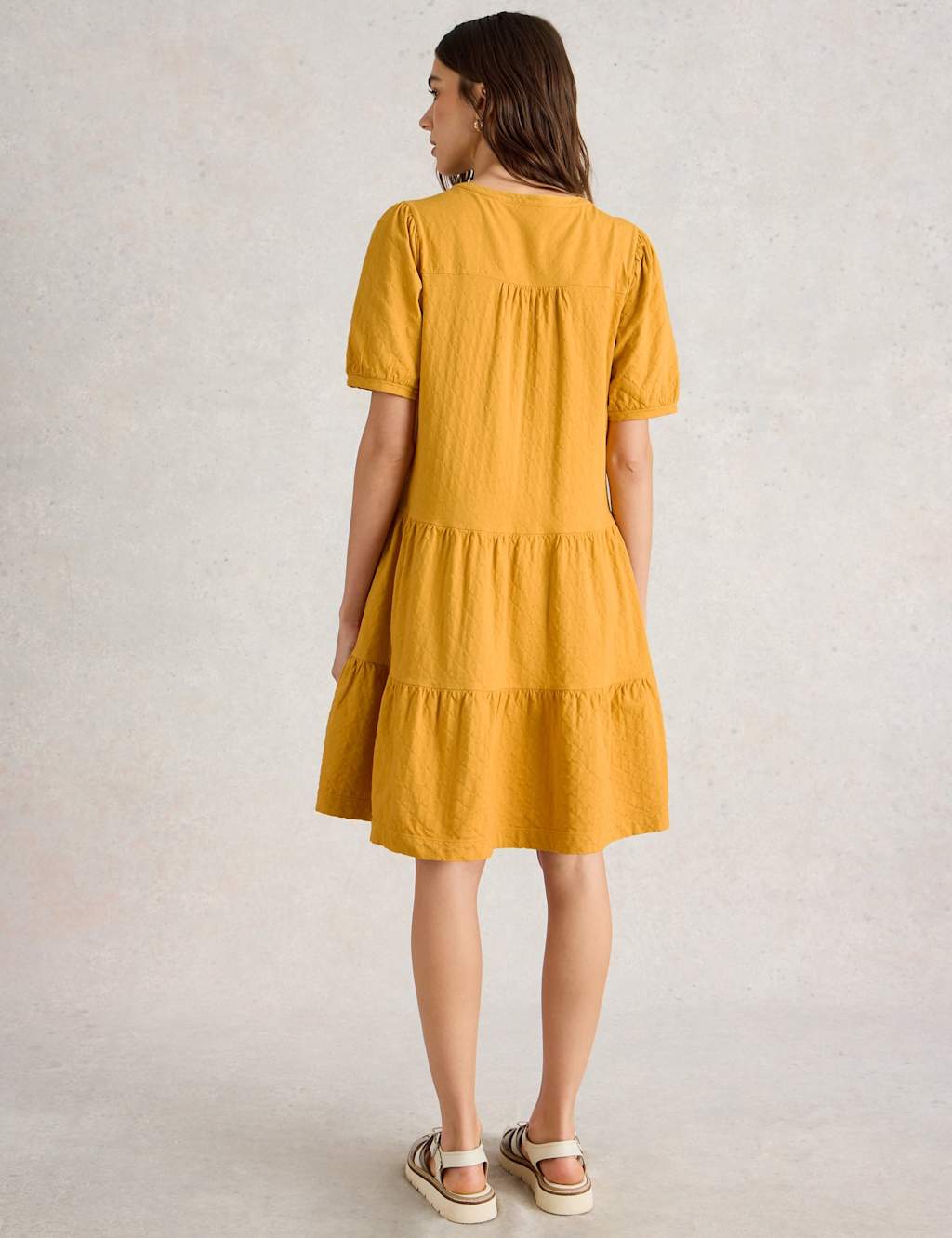 Pure Cotton Textured V-Neck Tiered Dress 3 of 6