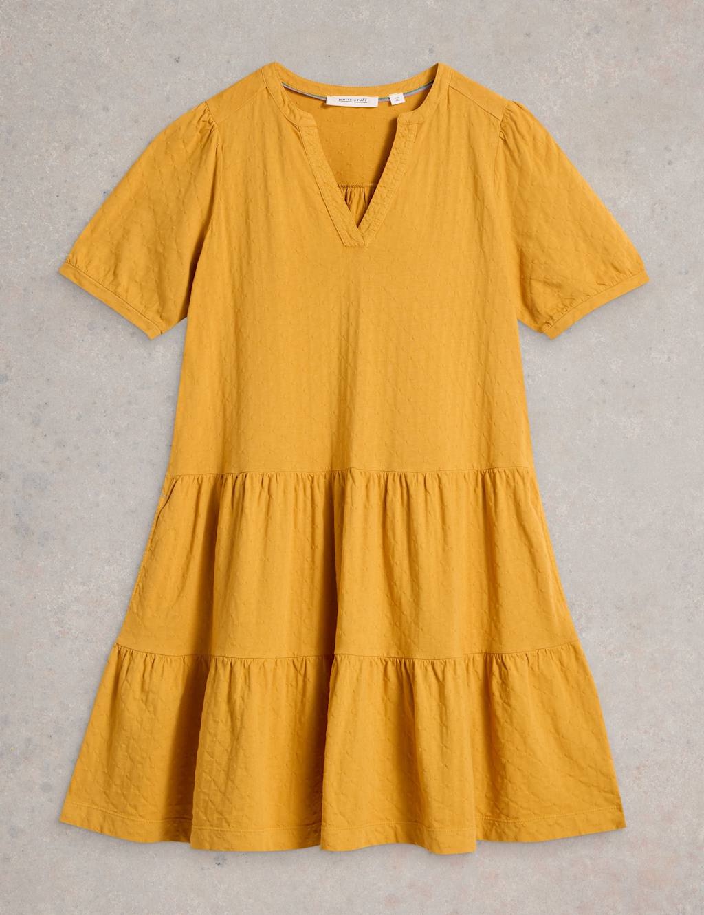 Pure Cotton Textured V-Neck Tiered Dress 2 of 6