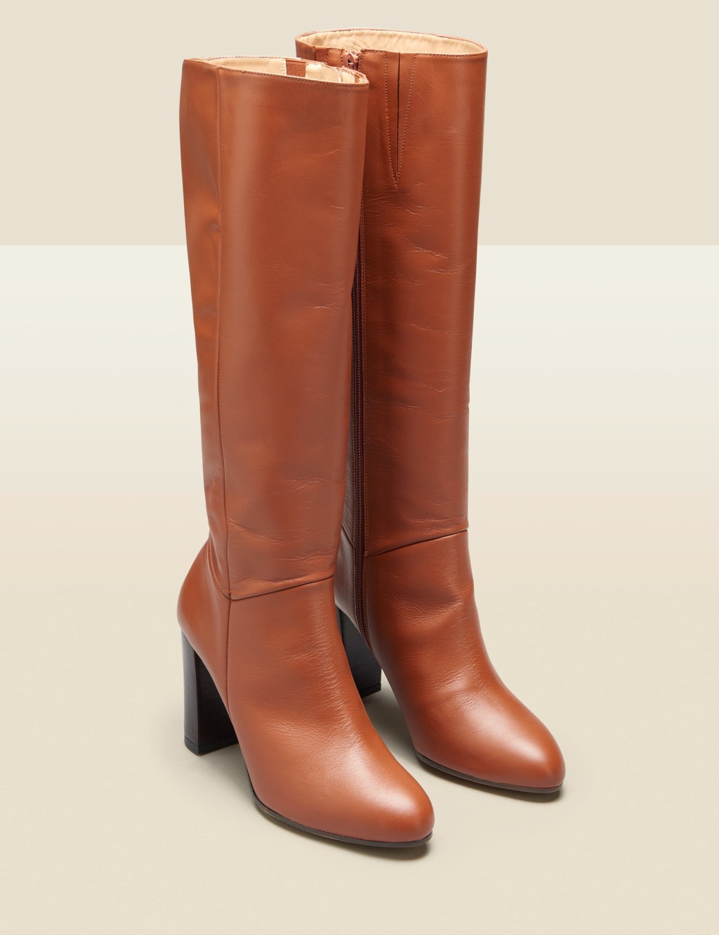 Leather Block Heel Knee High Boots 4 of 5
