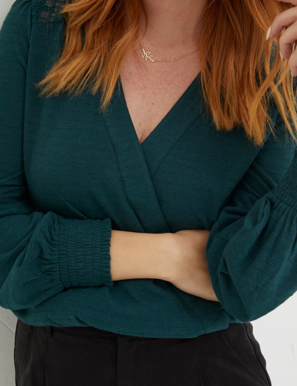 Cotton Rich Textured V-Neck Top 4 of 5