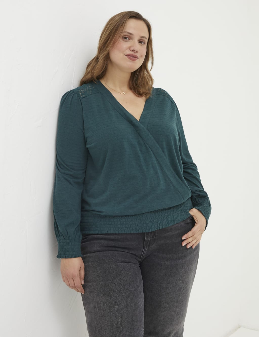 Cotton Rich Textured V-Neck Top 5 of 5