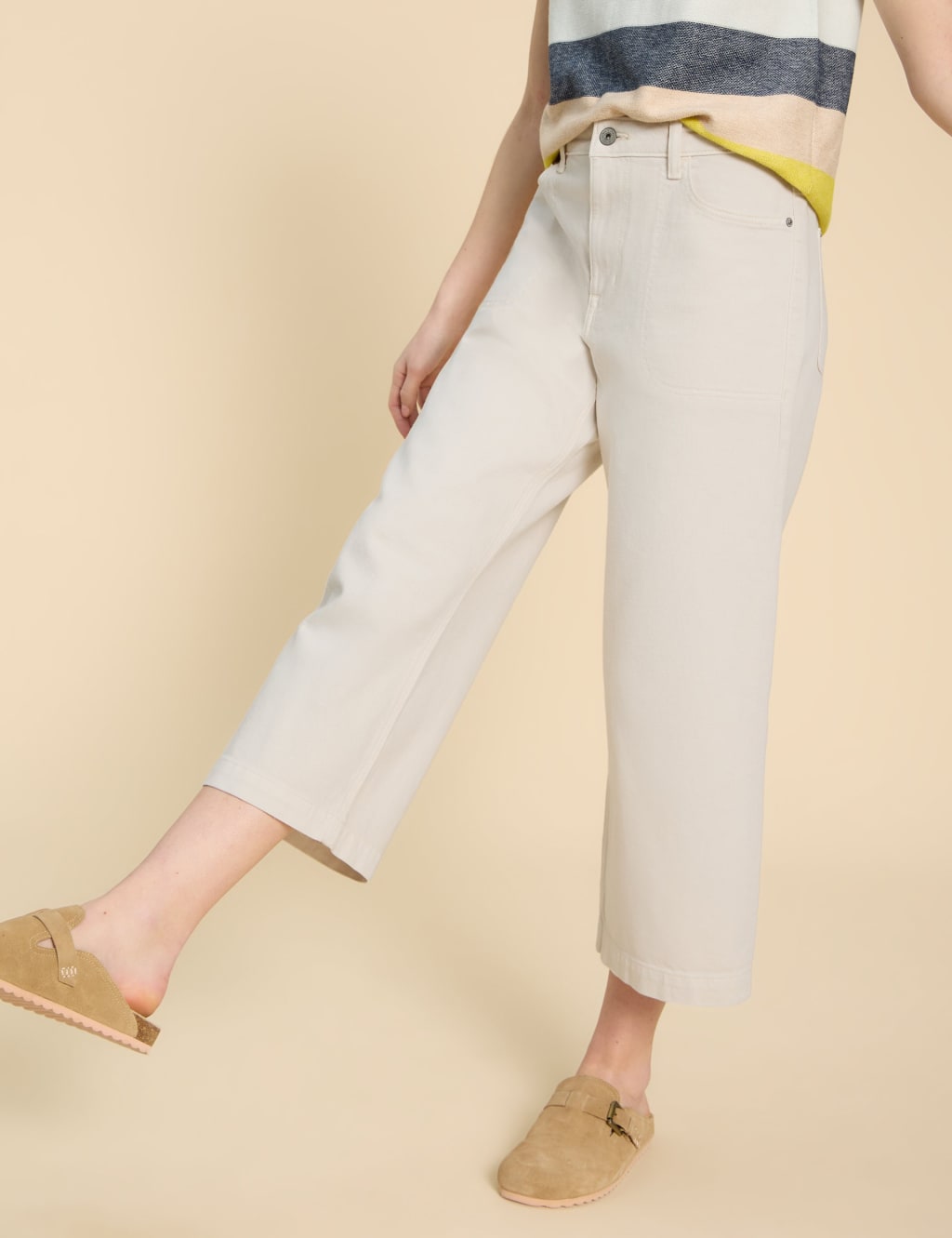 Mid Rise Wide Leg Cropped Jeans White Stuff M S