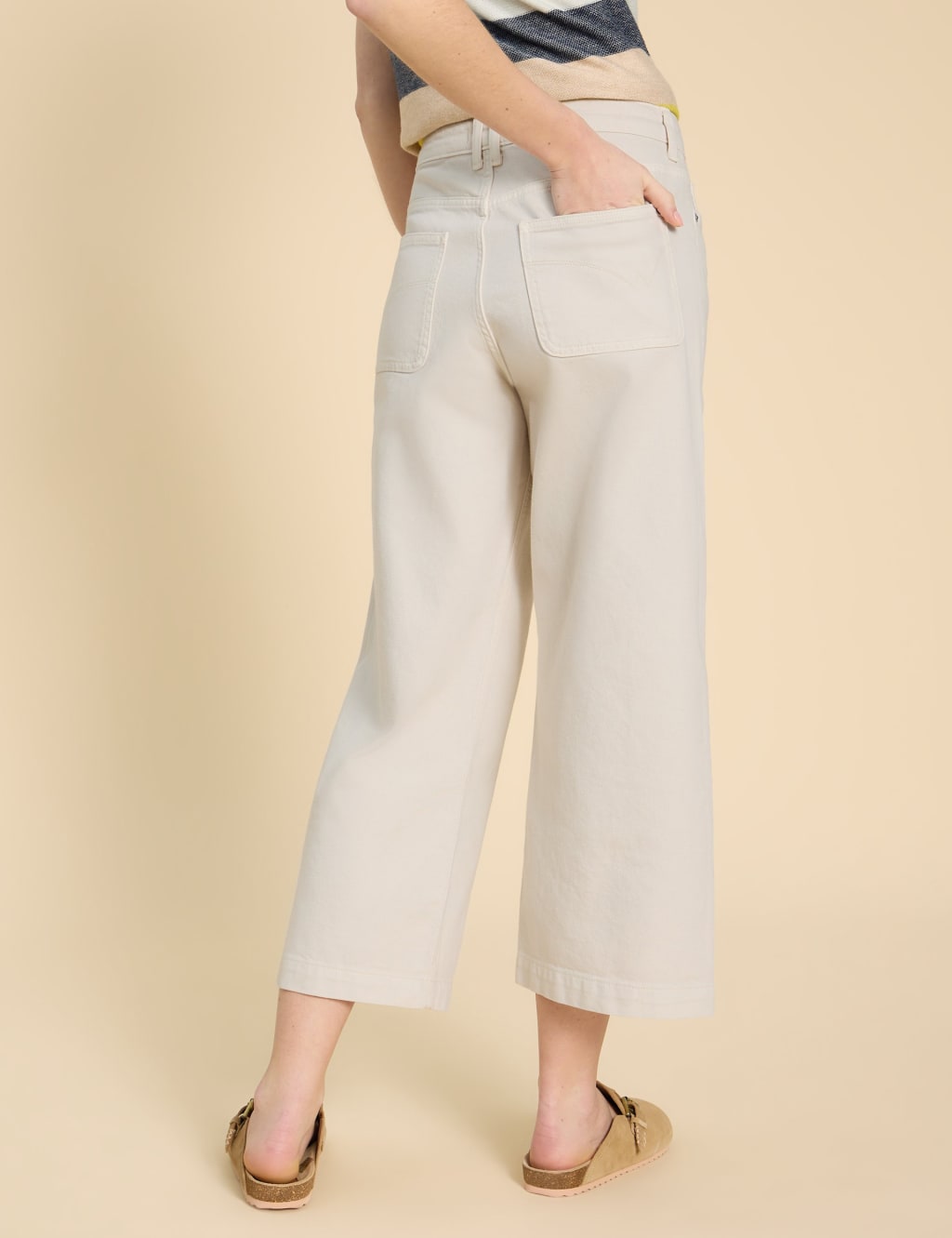 Cotton on mid rise wide crop jean top