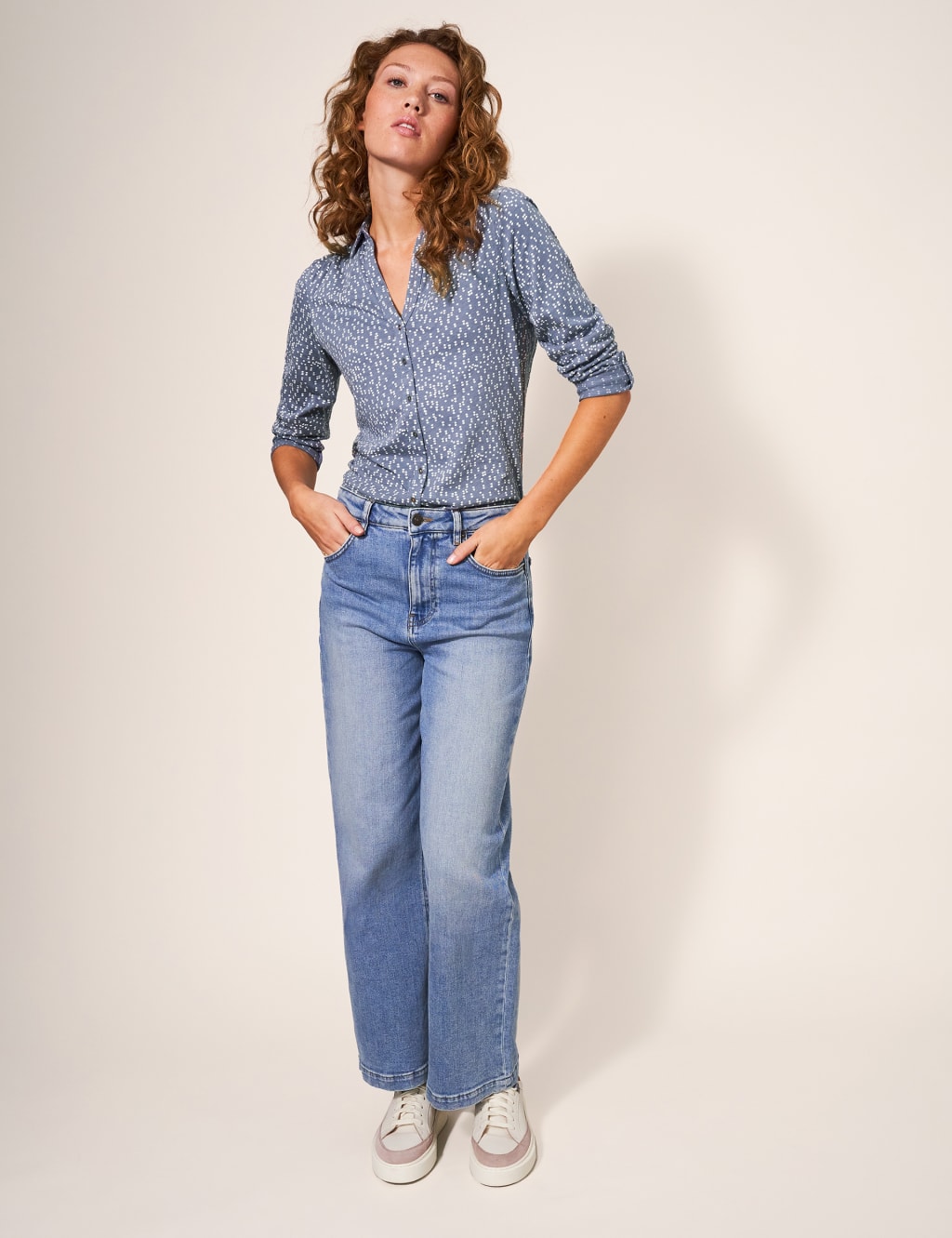 Jersey Printed Collared V-Neck Shirt 5 of 5