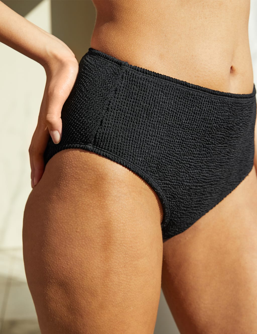 Ribbed High Waisted Bikini Bottoms Albaray M S