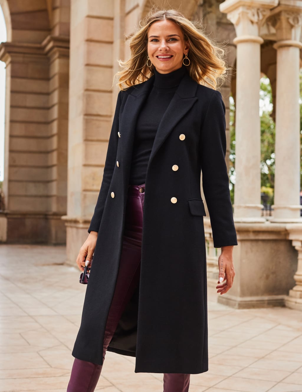 Wool Blend Tailored Longline Coat SOSANDAR M S