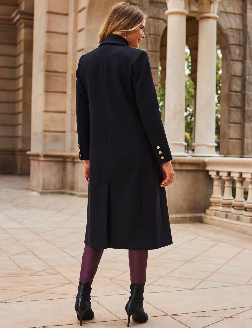 Black longline wool coat 2025