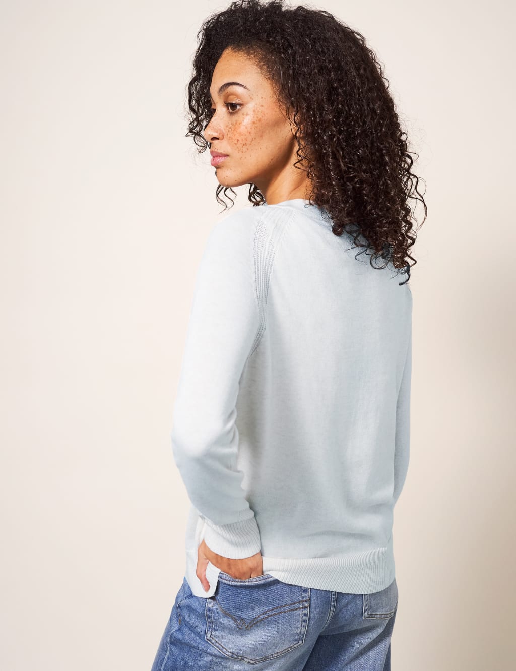 Pure Cotton Crew Neck Cardigan