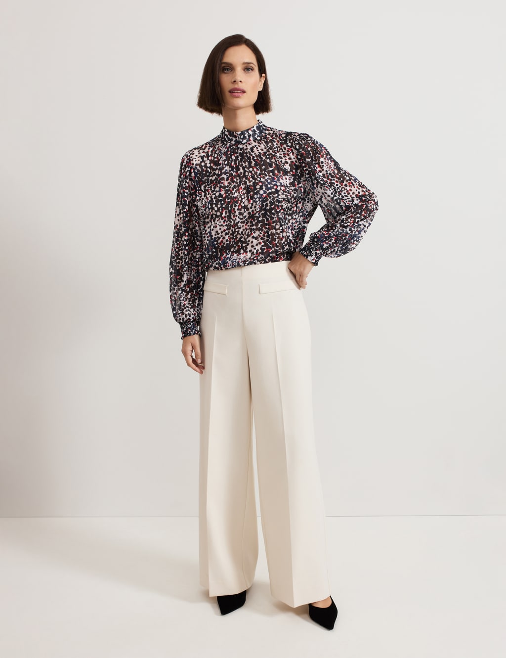 Printed Funnel Neck Popover Blouse 3 of 8