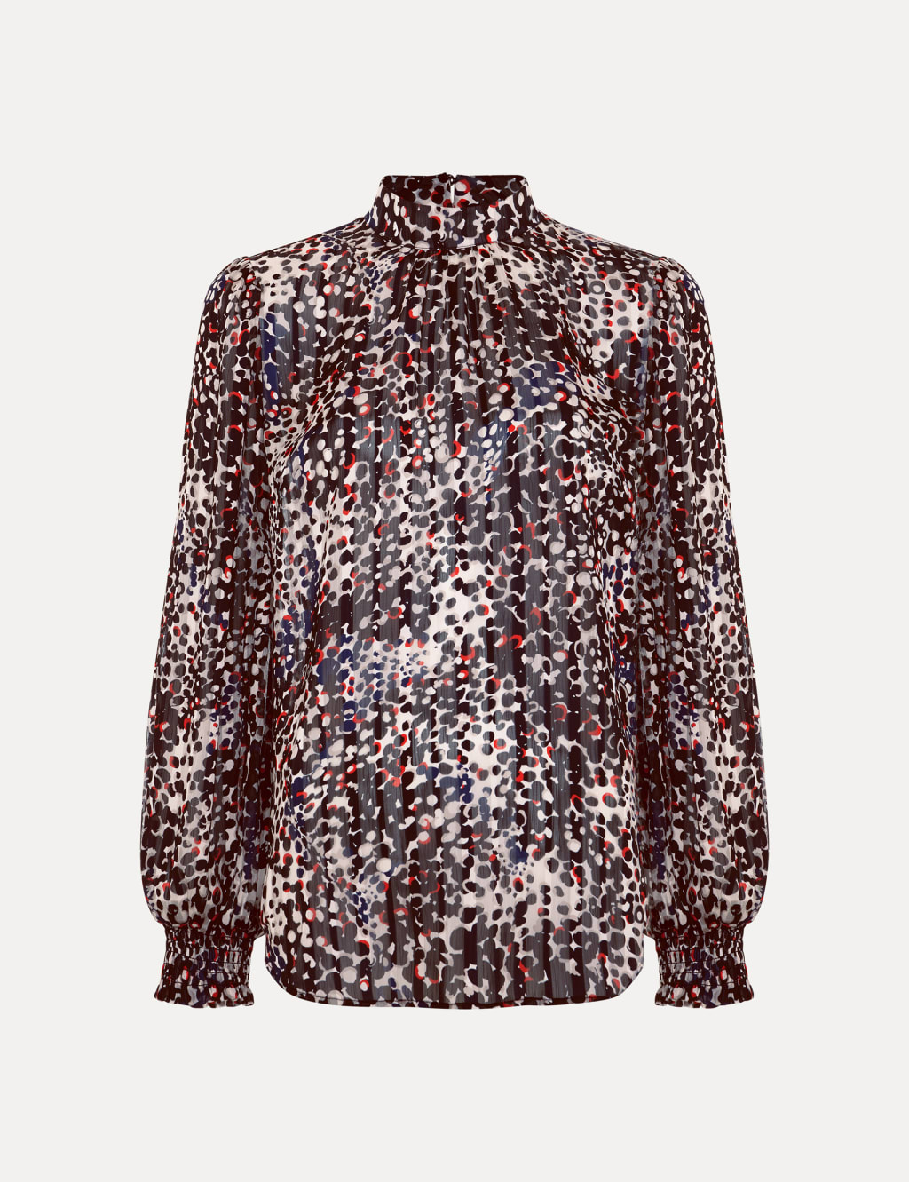 Printed Funnel Neck Popover Blouse 2 of 8