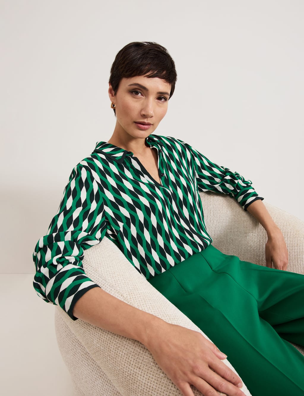 Geometric Collared Button Through Shirt | Phase Eight | M&S