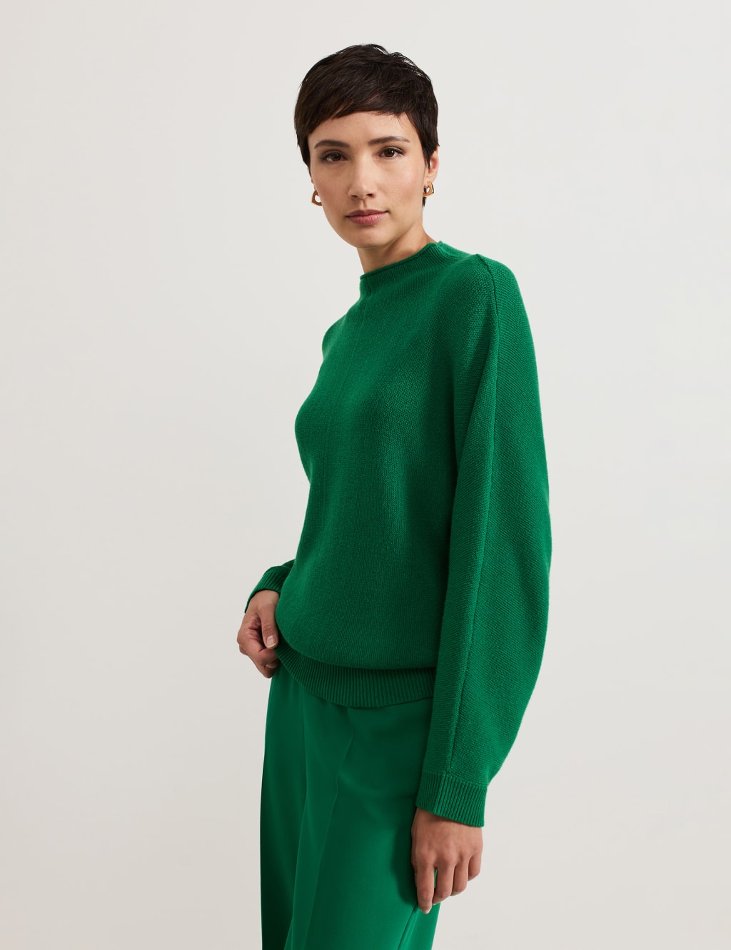 Textured Funnel Neck Batwing Jumper 1 of 6
