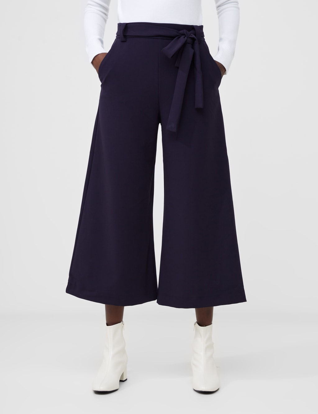 Navy wide leg culottes outlet