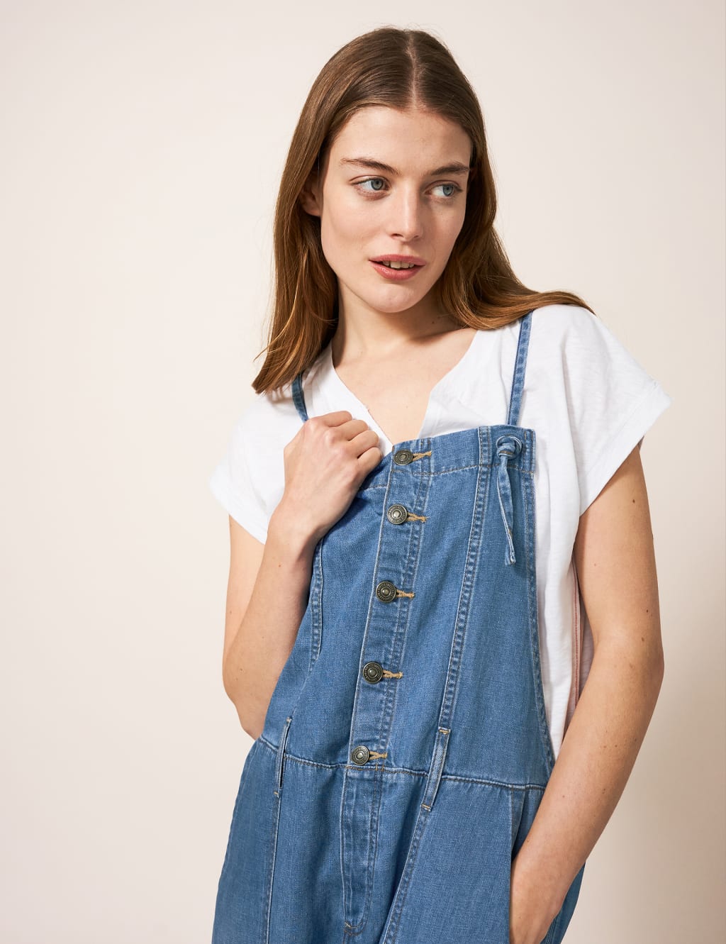 Button front dungarees cheap