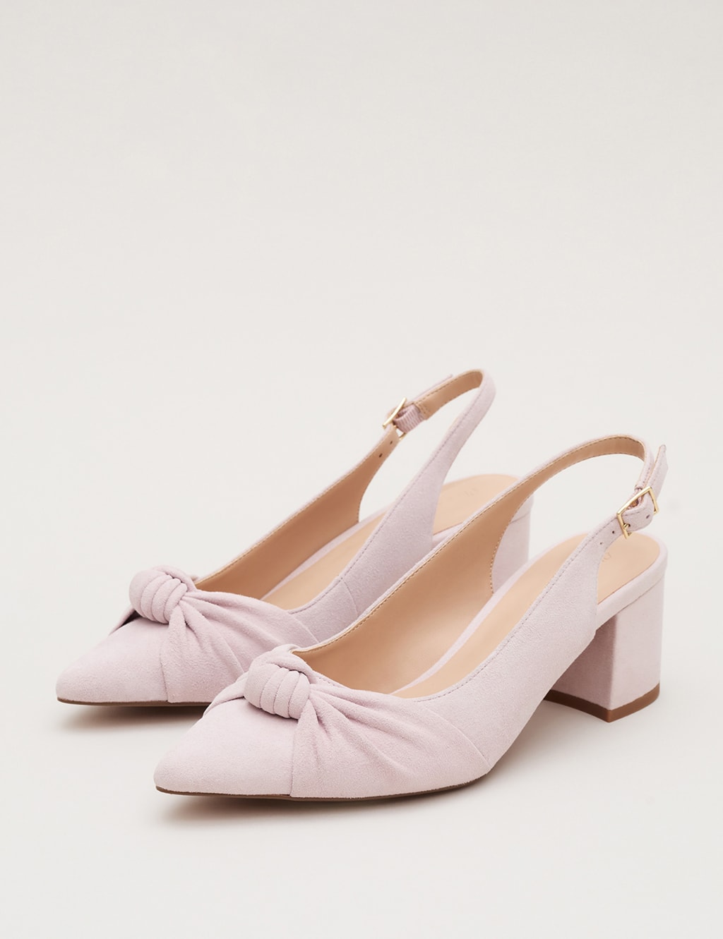Leather Knot Block Heel Pointed Court Shoes 6 of 9