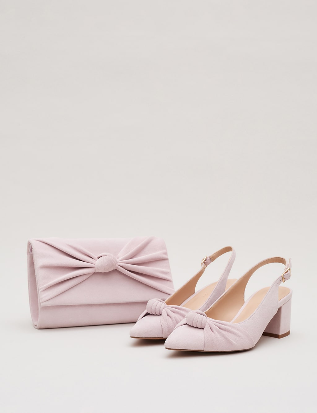 Leather Knot Block Heel Pointed Court Shoes 9 of 9