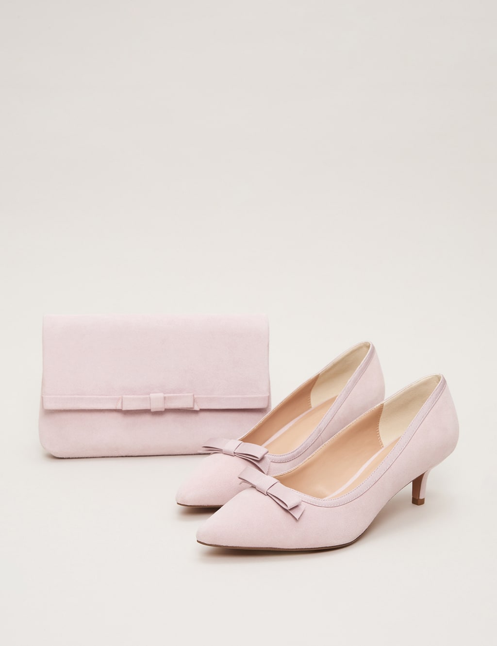 Suede Bow Kitten Heel Court Shoes 9 of 9